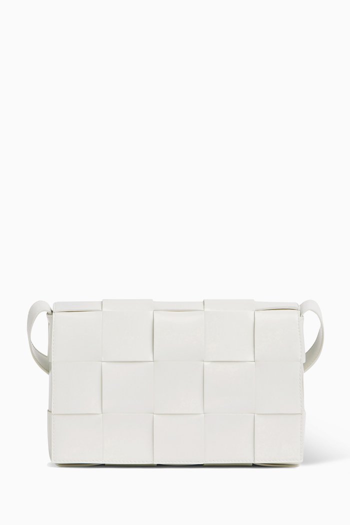

Cassette Bag in Intrecciato Leather, White