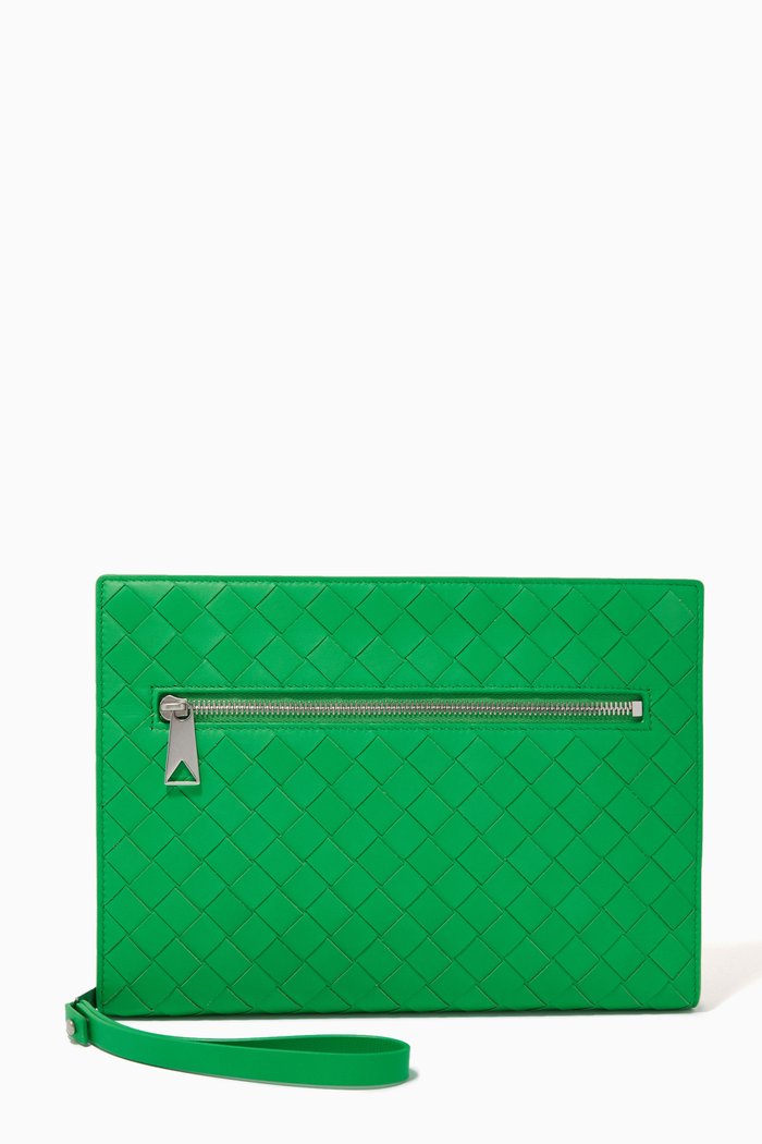 

Document Case in Intrecciato Calfskin, Green