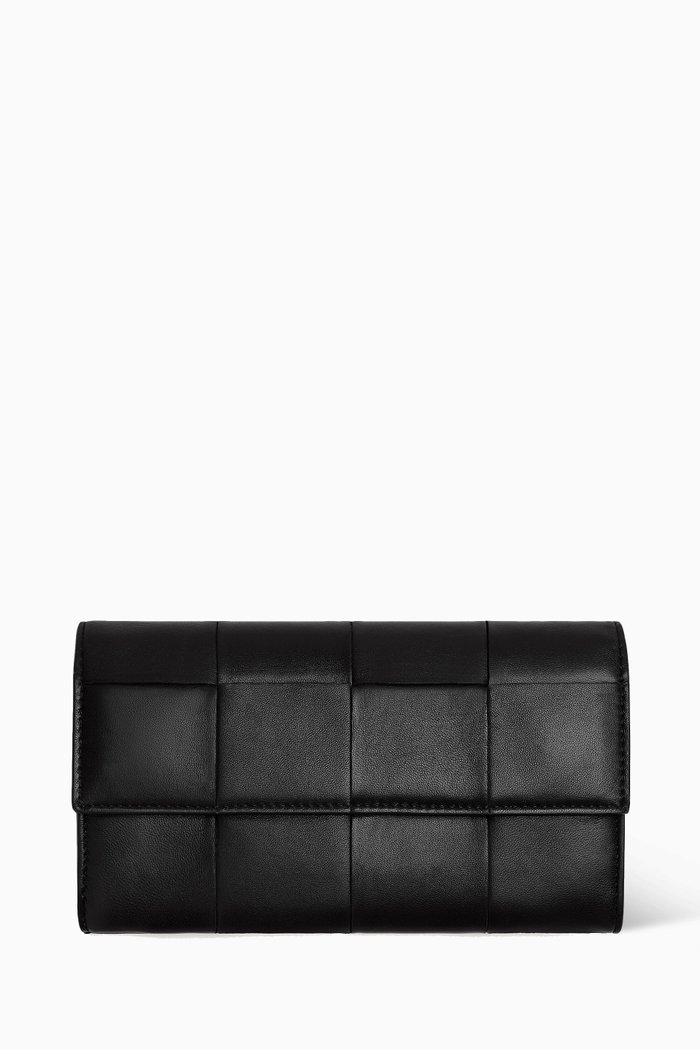 

Flap Wallet in Intrecciato Nappa, Black