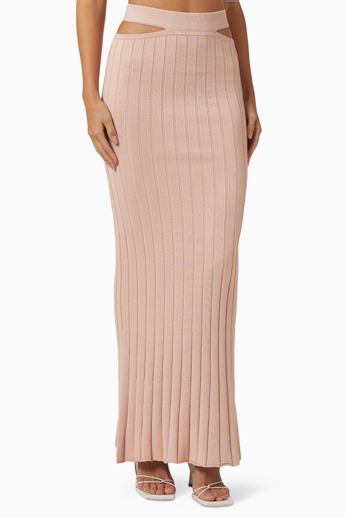 Indigo Skirt in Viscose Rib-knit, Pink