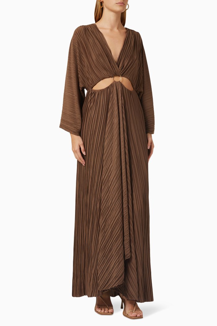 

Akila Dress in Textured Crinkle Fabric, Brown