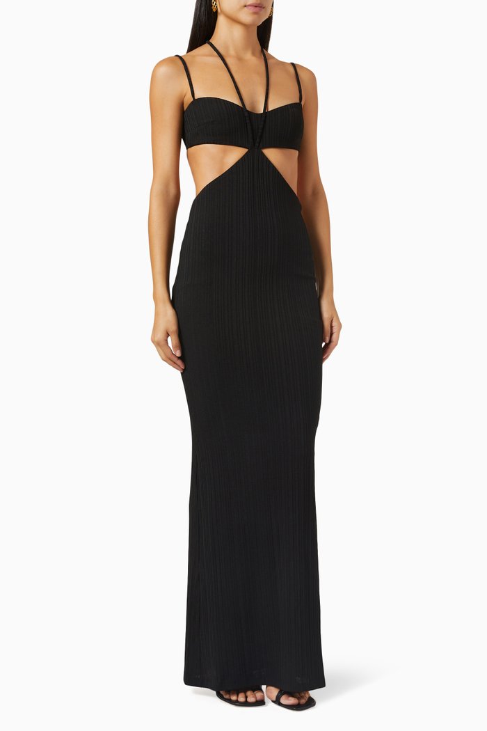

Rossana Maxi Dress in Rib Knit, Black