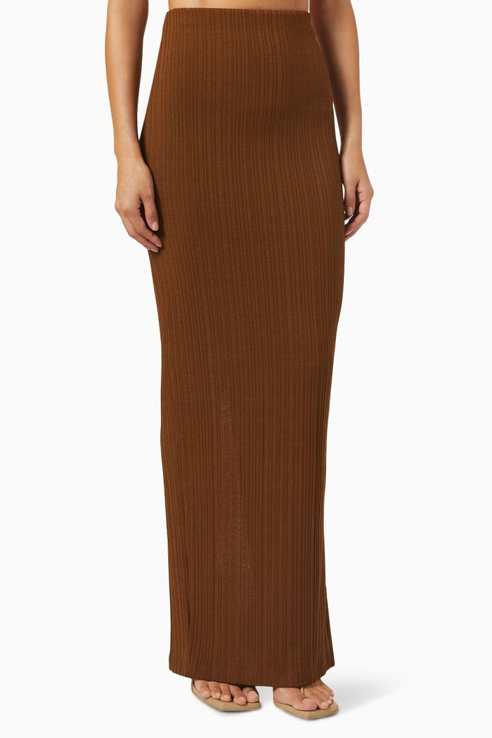

Rossana Skirt in Rib Knit, Brown