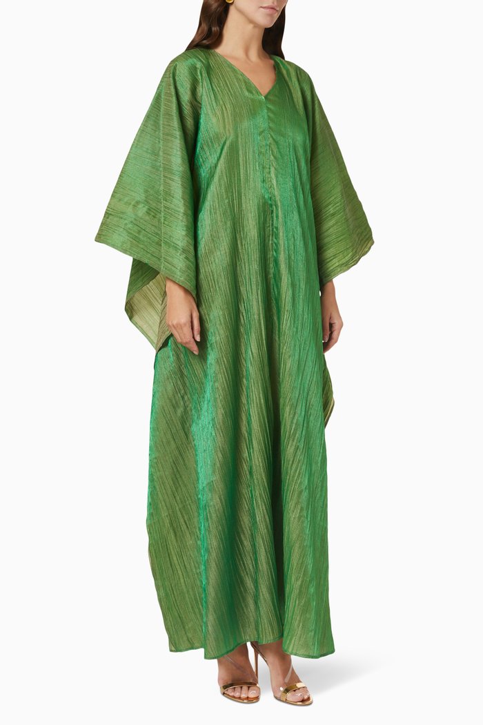 

Bish Cut Kaftan in Crumbled Organza, Green