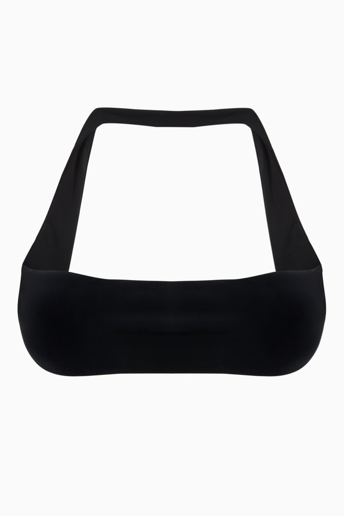 Reverse Halter Bandeau Bikini Top, Black