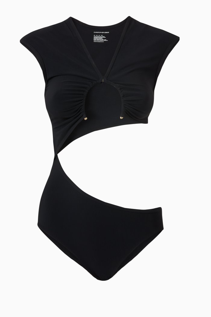 

Pierced Cut Out Swimsuit, Black