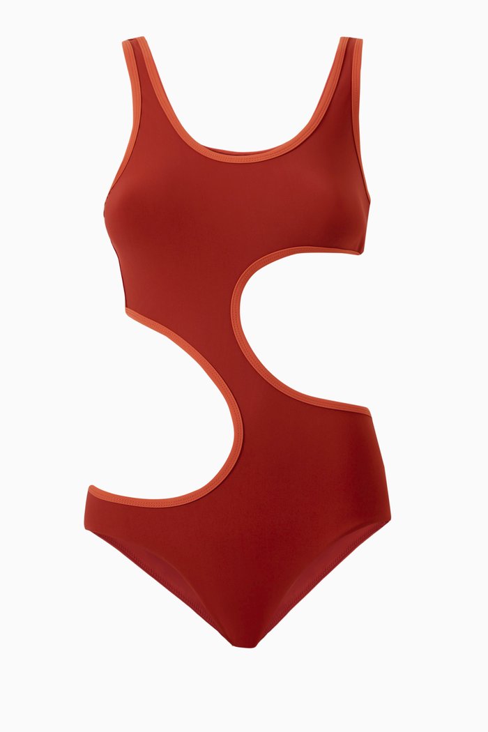 

Hollow Cut-out Swimsuit, Brown