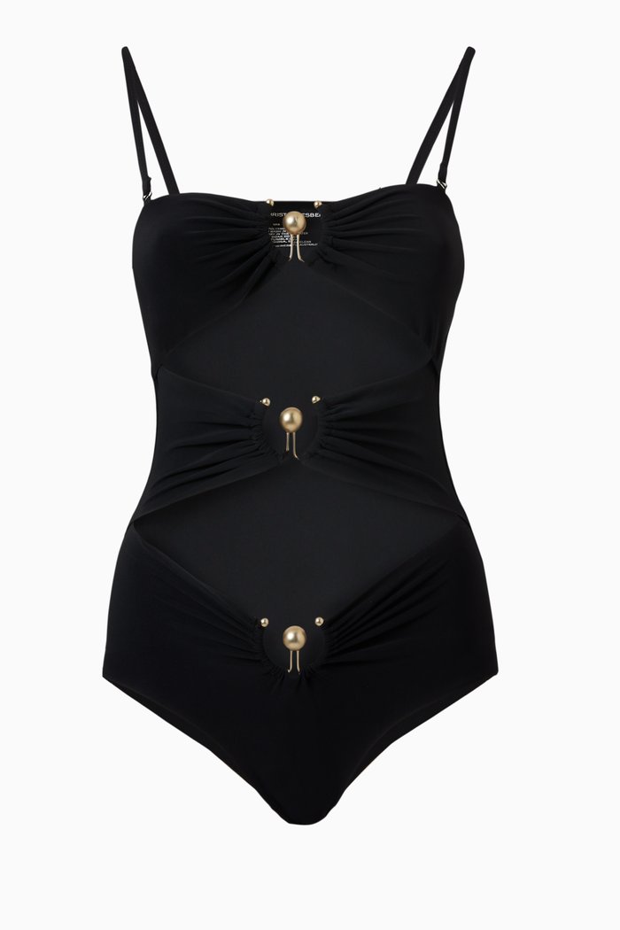 

Pierced Orbit Cut Out Swimsuit, Black