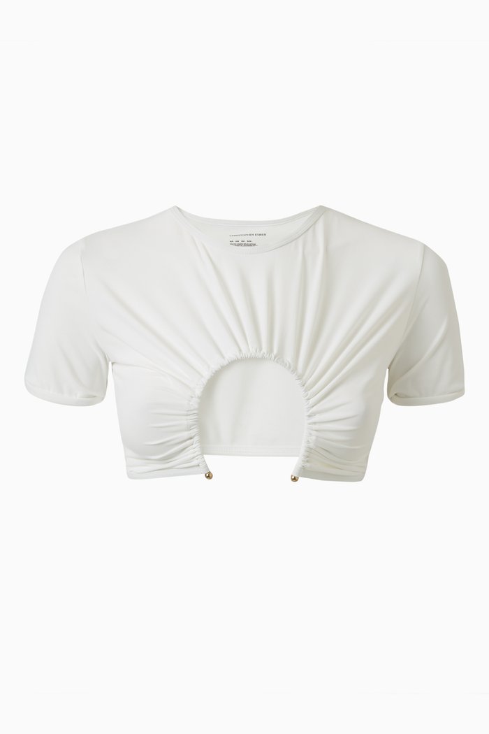 

Ruched Bikini Top in Stretch Nylon, White