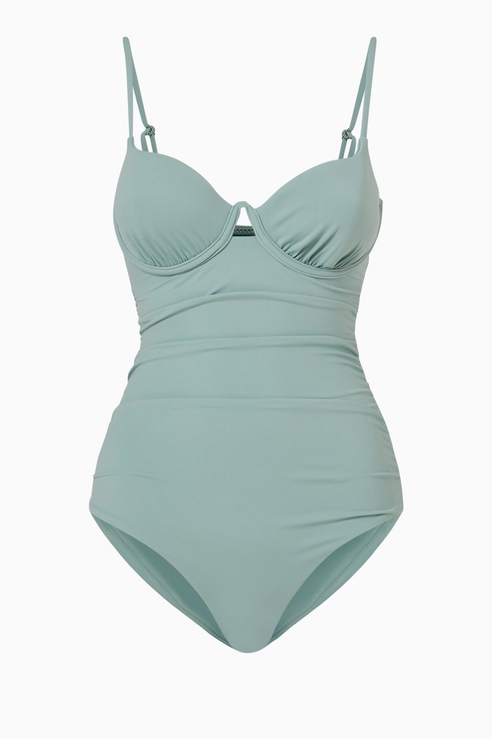 

Laine Ruched Swimsuit in Nylon, Blue