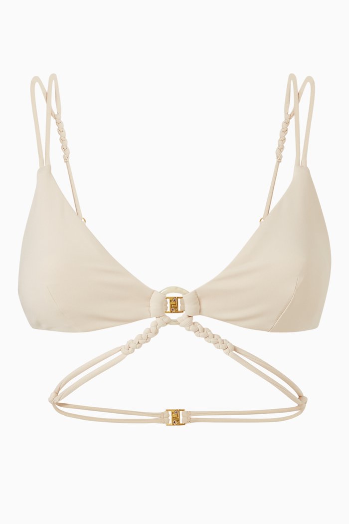 

Shaya Bikini Top in Macrame and Nylon, Neutral