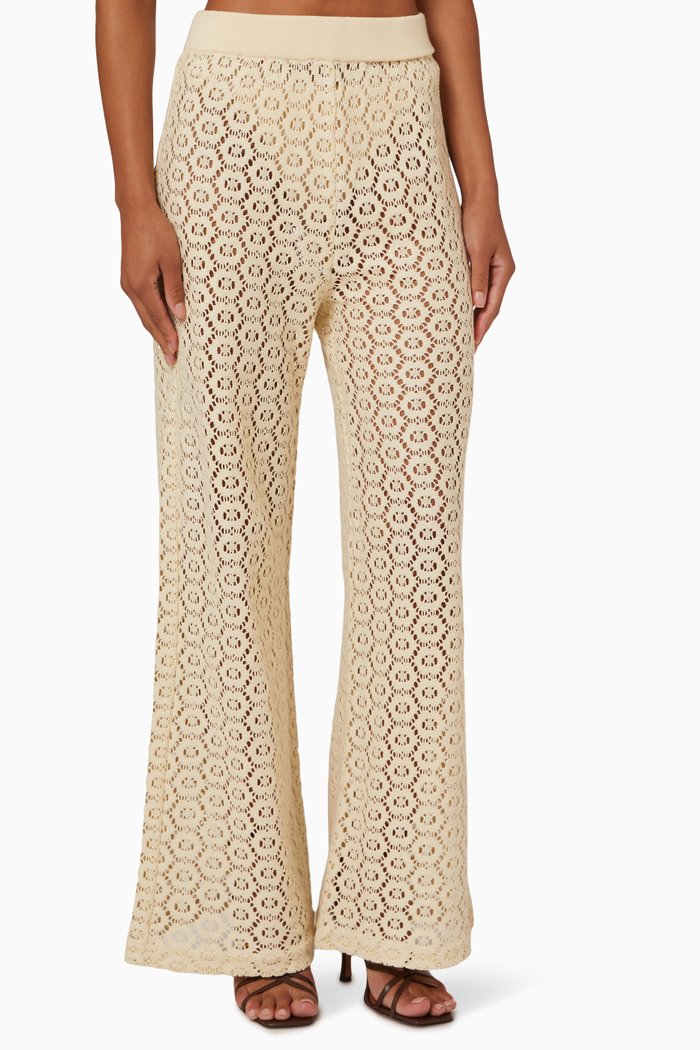 Rayleigh Pants in Crochet Cotton-Blend, Neutral