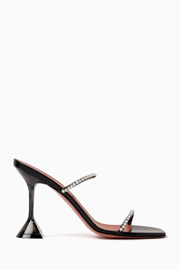 

Gilda 95 Crystal Mule Sandals in PVC, Black