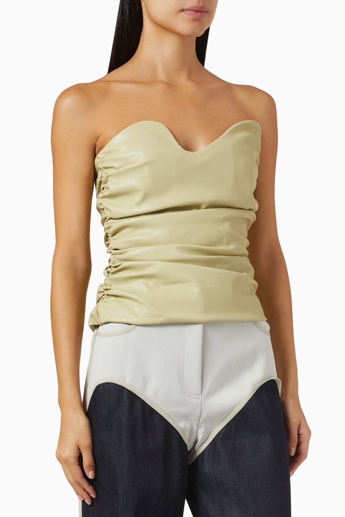 

05 Asymmetric Bodice in Vegan Leather, Green