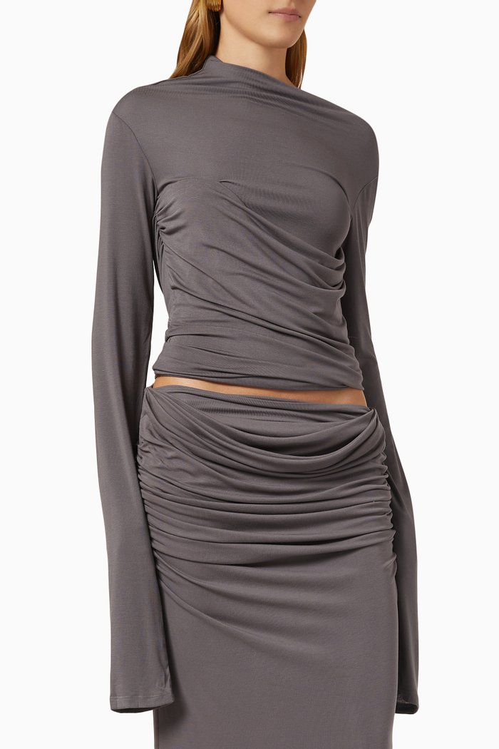 

05 Draped Top in Rayon Knit, Grey