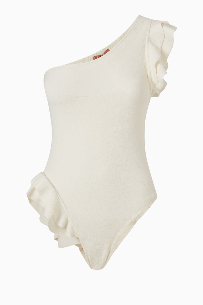 

Koss One-shoulder Swimsuit in Stretch Nylon, White