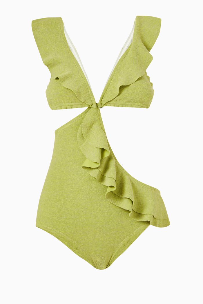 

Middler Swimsuit in Textured Stretch Nylon, Green