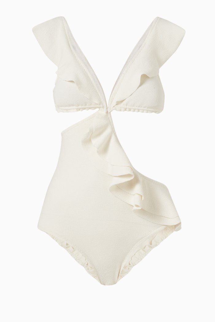 

Middler Swimsuit in Textured Stretch Nylon, White