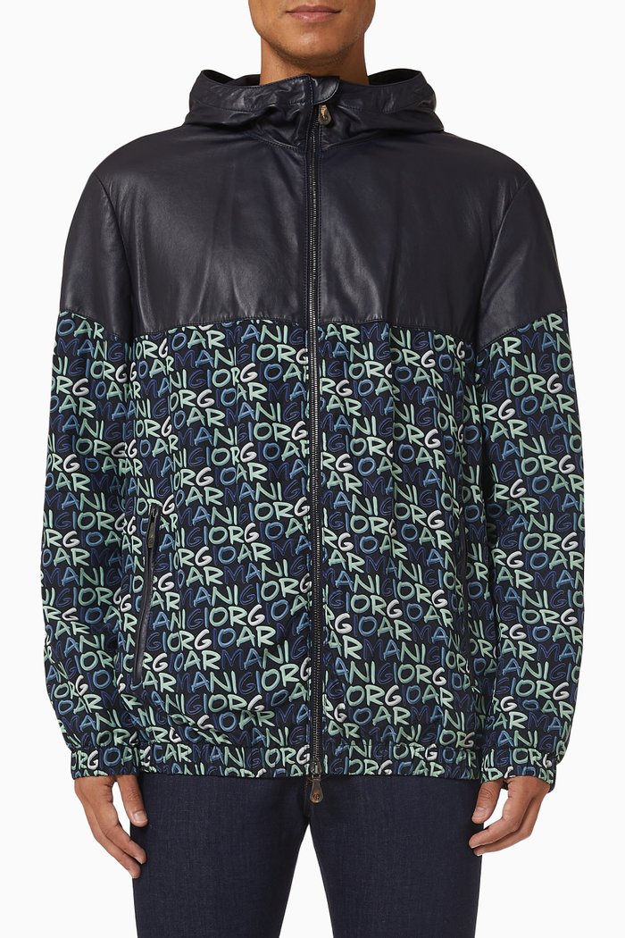 

Hooded Jacket in Leather, Multicolour