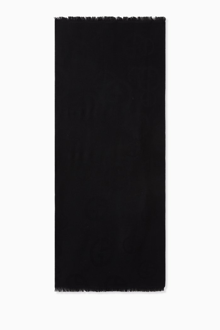 

Logo Jacquard Scarf in Wool-knit, Black