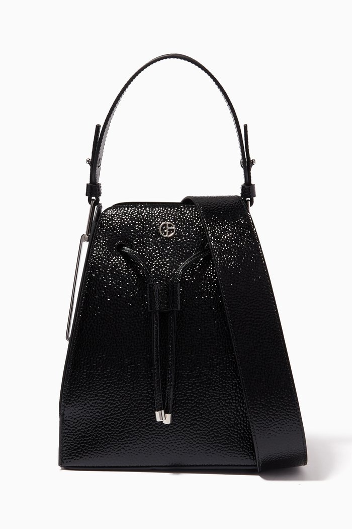 

Small Bucket Bag in Pebbled Leather, Black