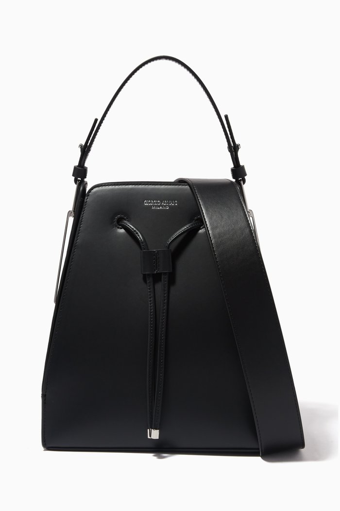 

Medium Bucket Bag in Leather, Black