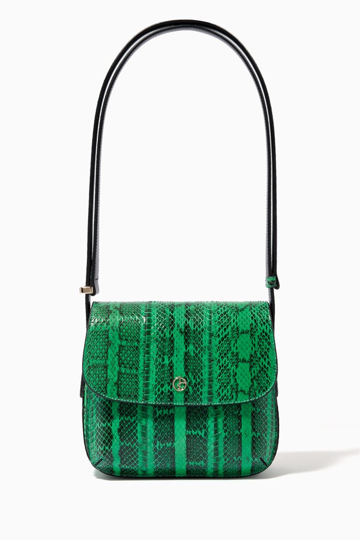 

La Prima Small Bag in Snake-embossed Leather, Green
