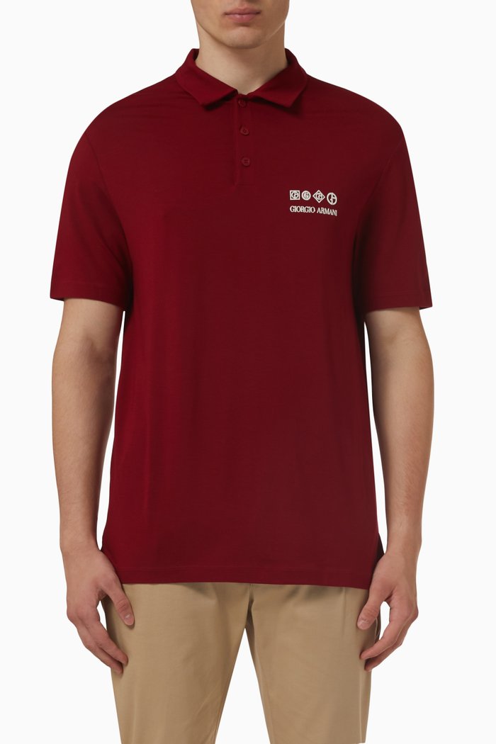 

Logo Polo in Viscose Jersey, Red