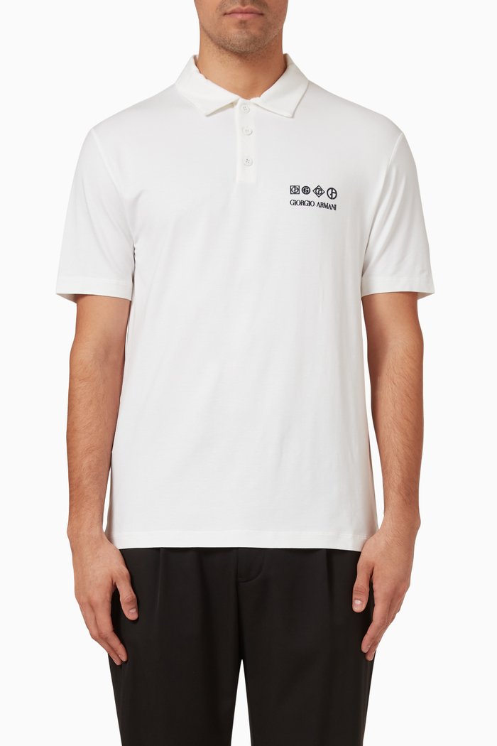 

Logo Polo in Viscose Jersey, White