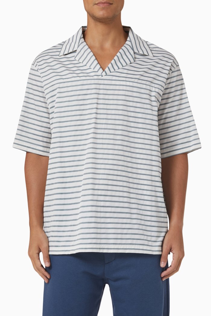 

Striped Polo in Cotton, White