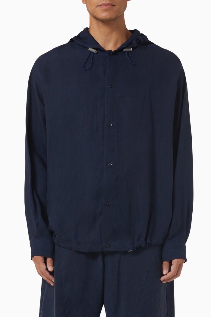 

Zipped Hoodie in Cotton, Blue