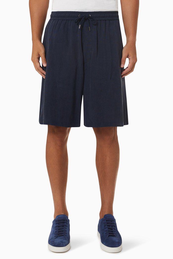 

Washed Bermuda Shorts in Cupro, Blue