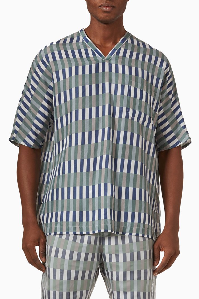 

Striped T-shirt in Cupro, Blue