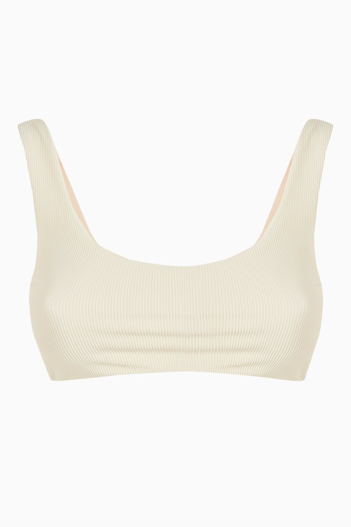 Rounded Edges Bikini Top in Ribbed LYCRA®, Neutral