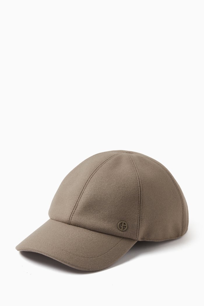 

Micro Logo Baseball Cap in Wool & Cashmere-blend, Neutral