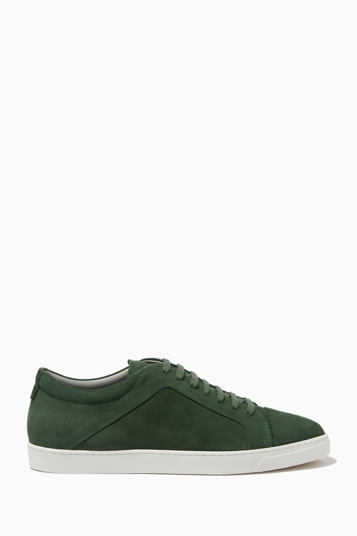 Low-top Sneakers in Suede, Green