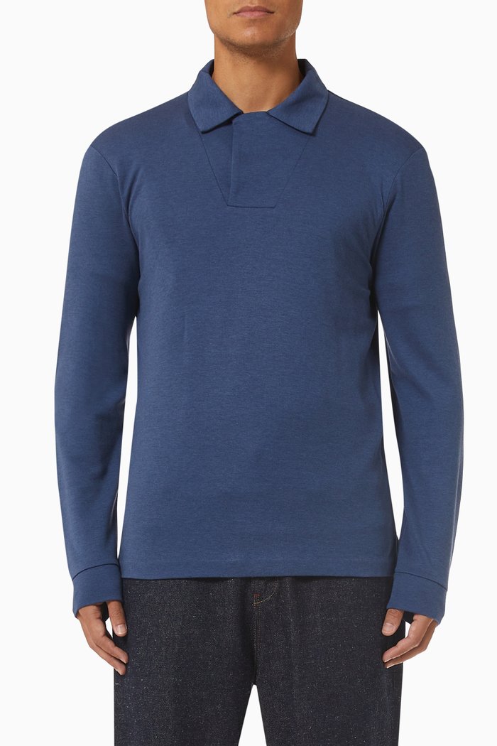 

Polo Shirt in Knit Cotton, Blue