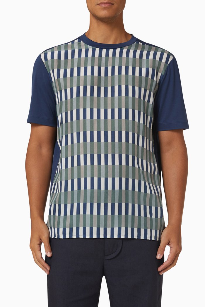 Printed T-shirt in Cotton Jersey, Blue