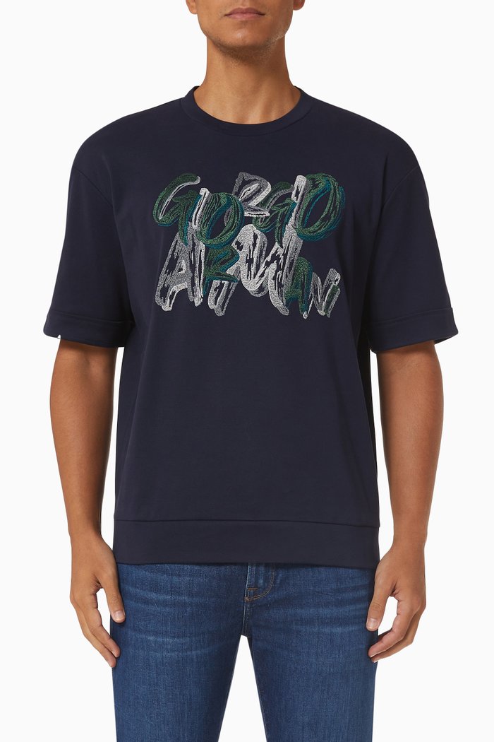 Logo T-shirt in Cotton, Blue