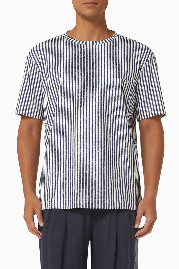 

Striped T-shirt in Cotton, Blue