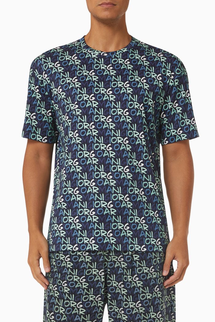 

Text Logo T-shirt in Cotton, Blue