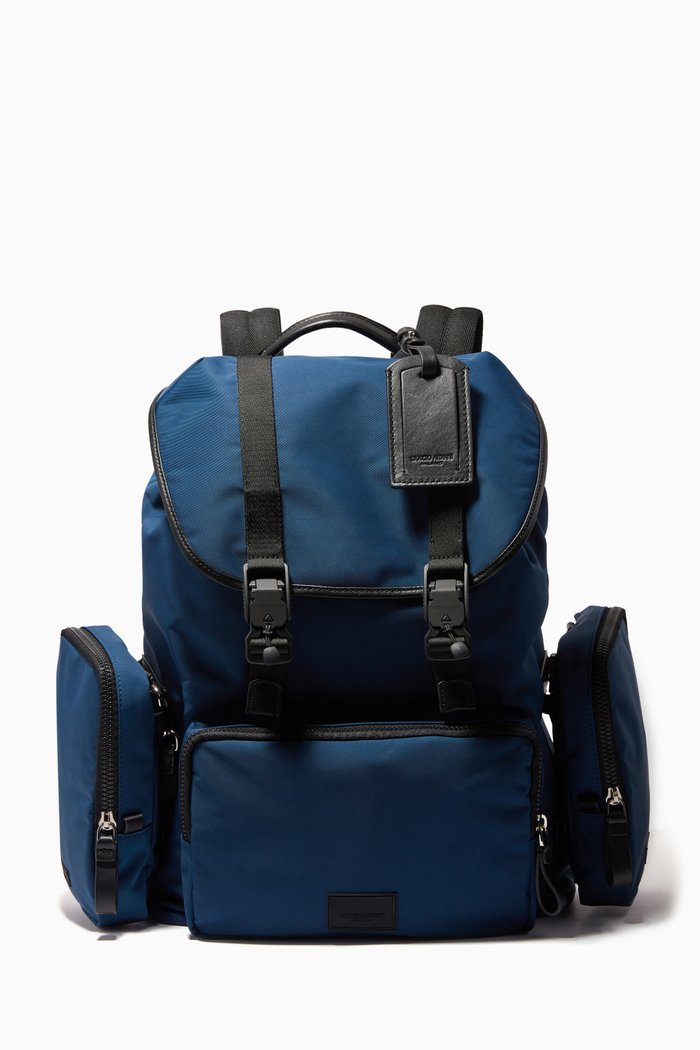 

Logo Patch Backpack in Recyclable Nylon, Blue