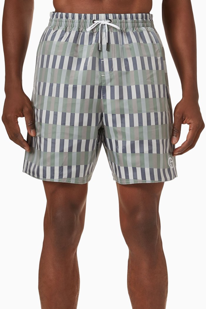 

Multi Stripes Swim Shorts in Nylon Blend, Blue