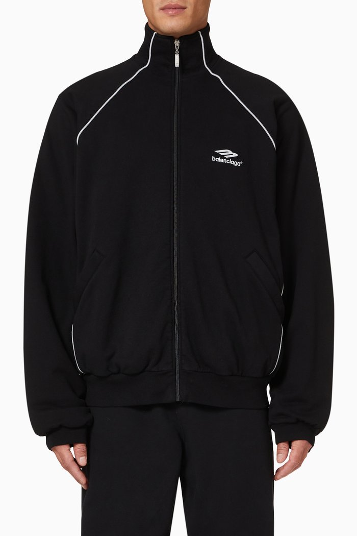 

3B Sports Icon Tracksuit Jacket in Fleece, Black