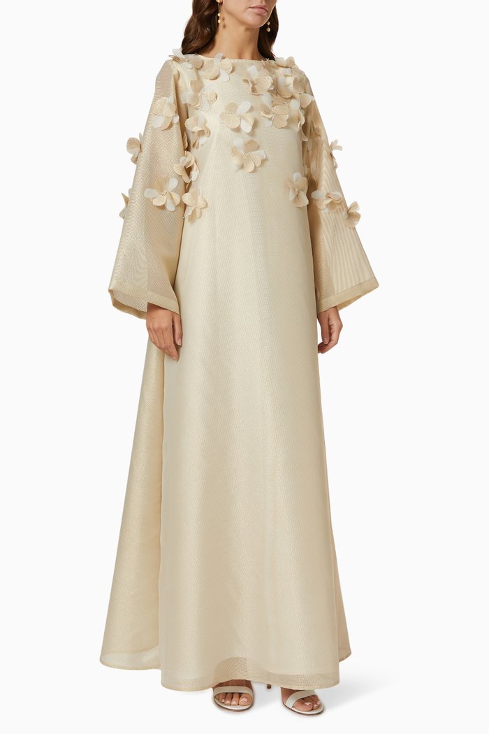 

Embellished Floral Flared Dress in Stiff Tulle, Green
