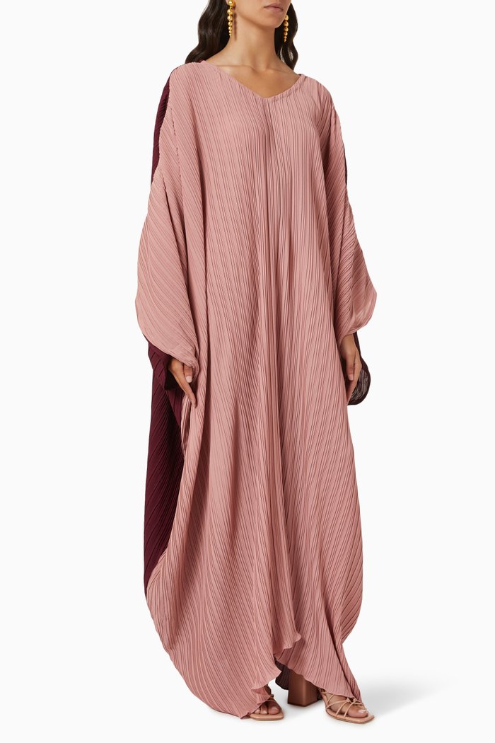 Pleated Long Sleeve Kaftan, Pink