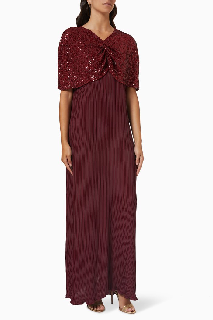 

Butterfly Cape Dress, Burgundy