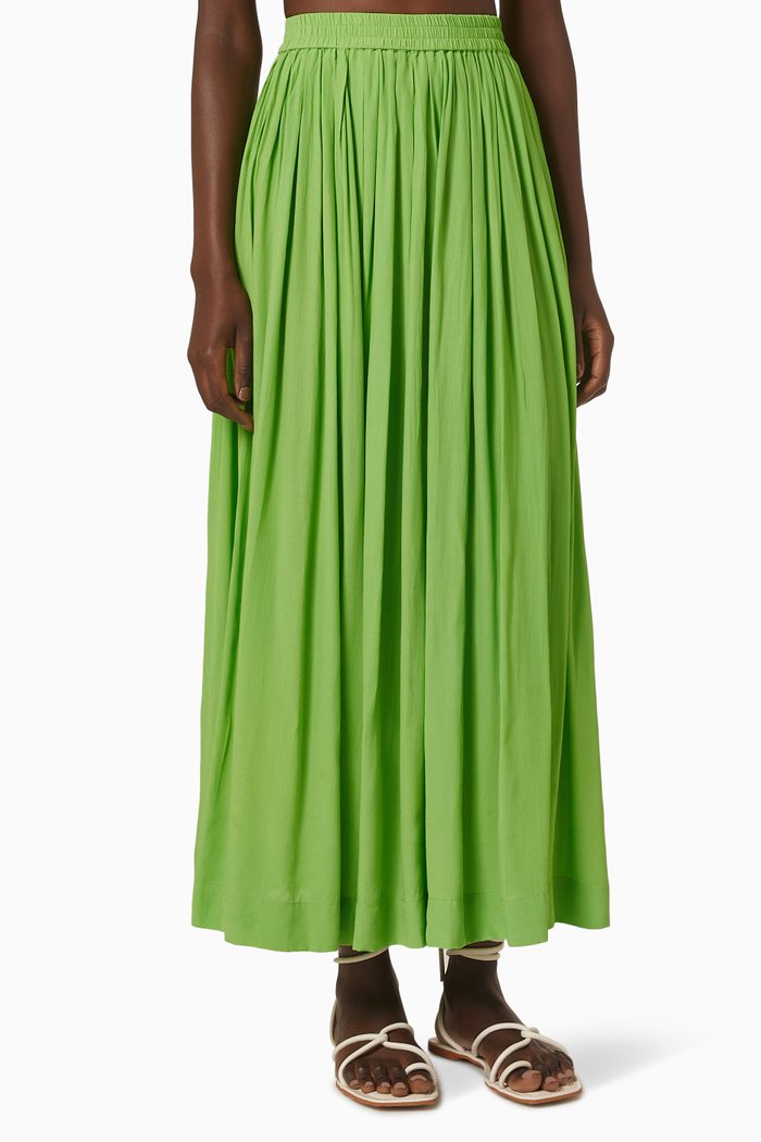 

Sweetener Midi Skirt in Sustainable Rayon, Green