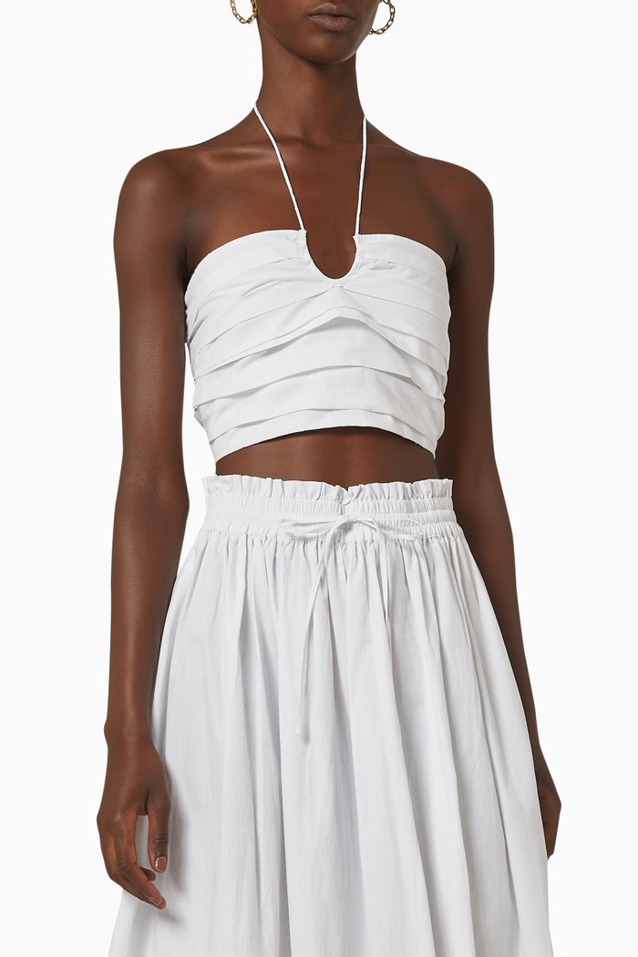 

Tie Up Crop Top in Sustainable Cotton, White