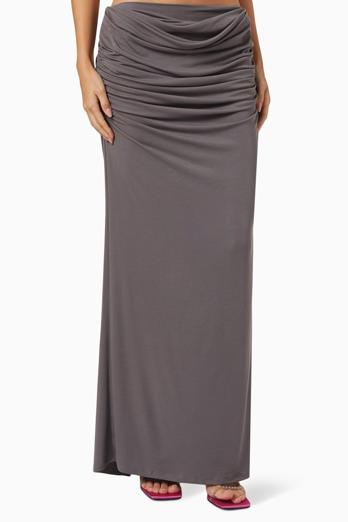 

05 Draped Skirt in Rayon Knit, Grey